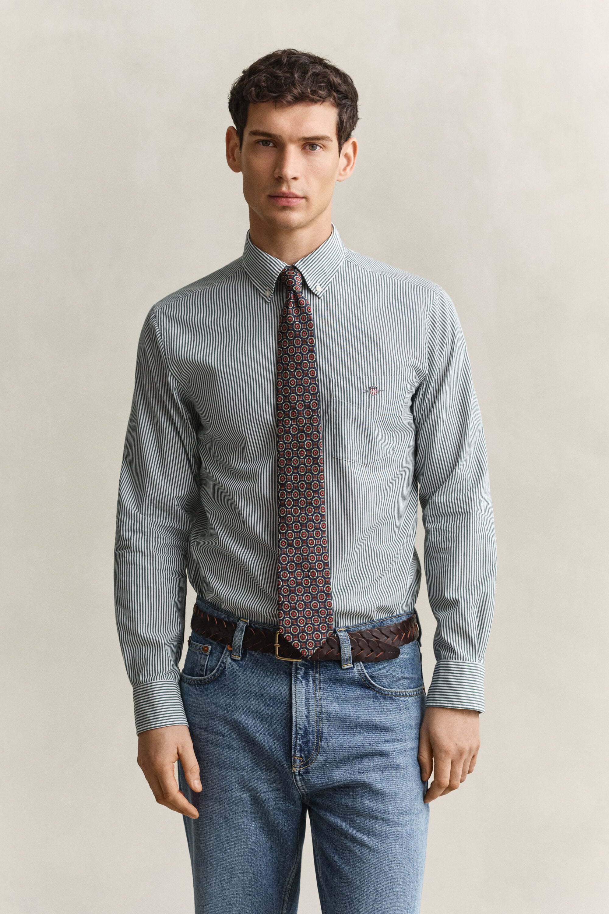 Classic Regular gestreept poplin hemd