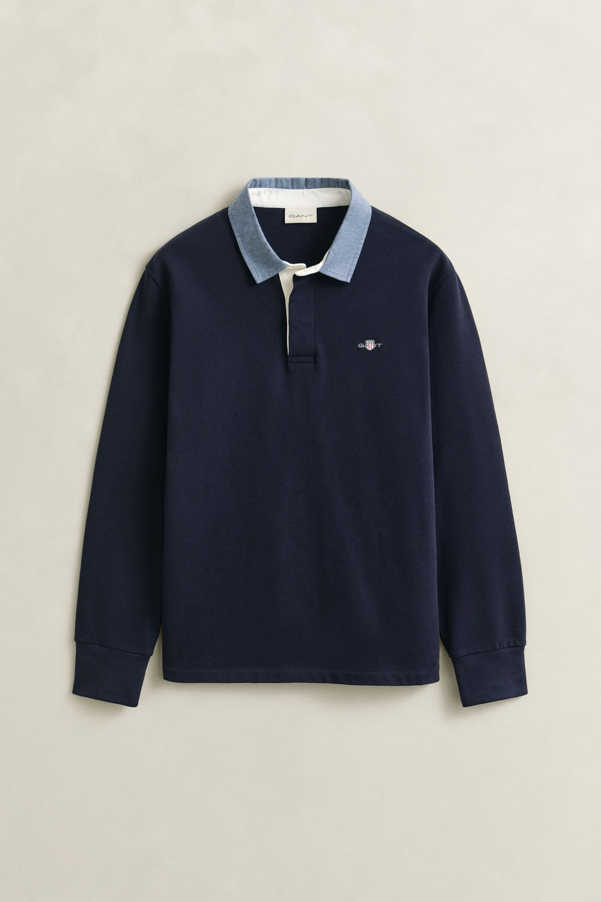Heavy Rugger met chambray kraag