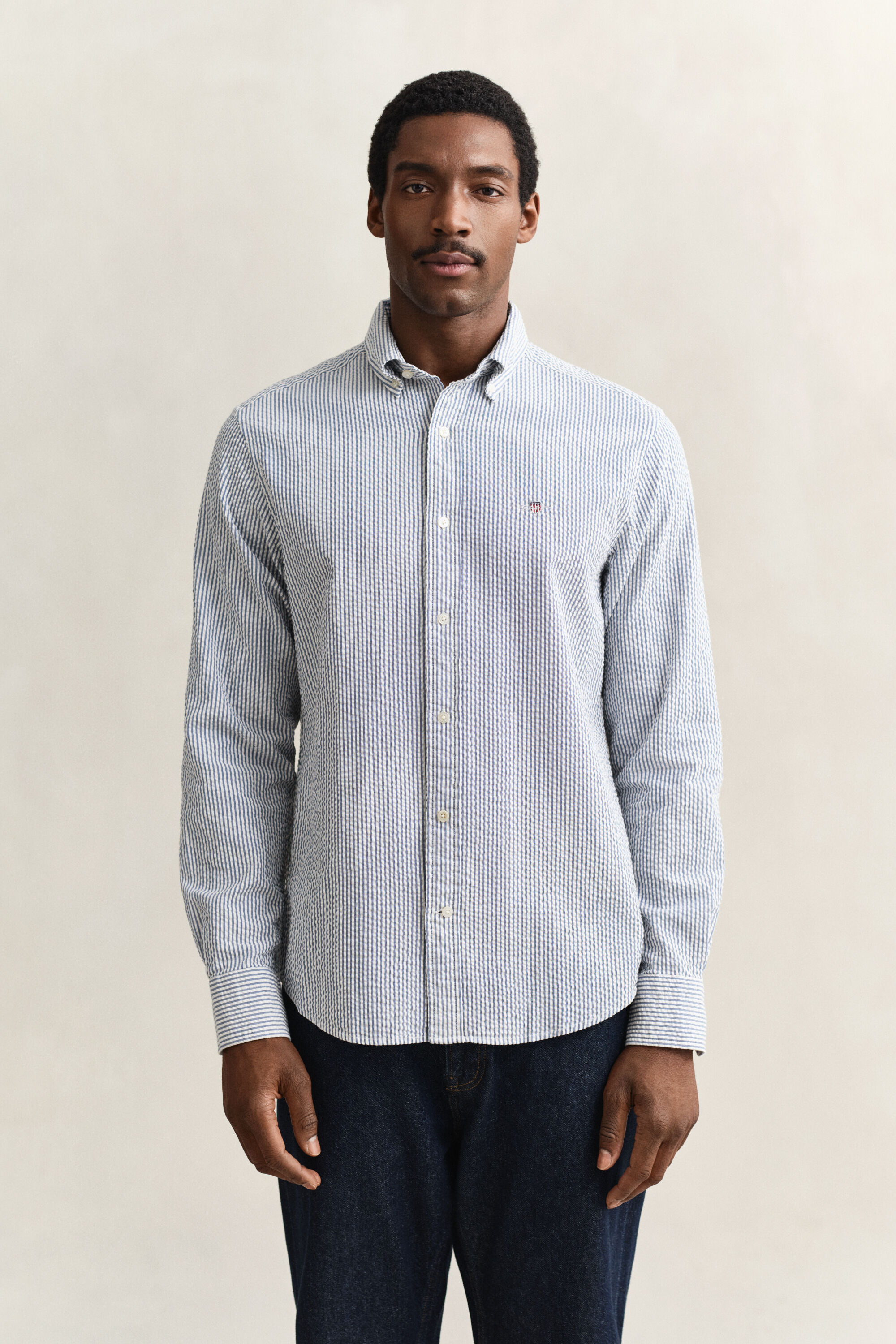 Chemise coupe regular à rayures en Seersucker