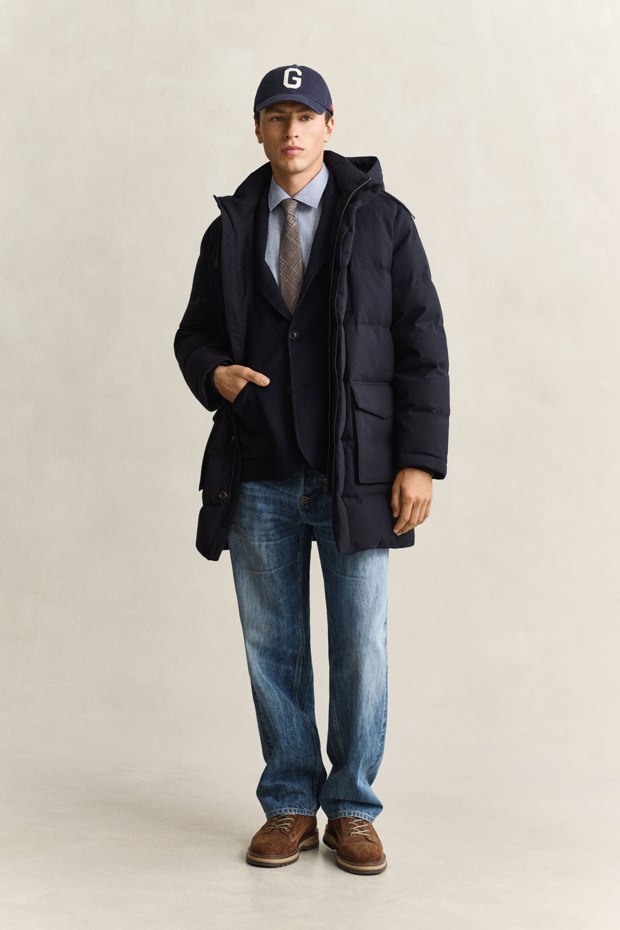 Veste matelassée mi-longue en flanelle