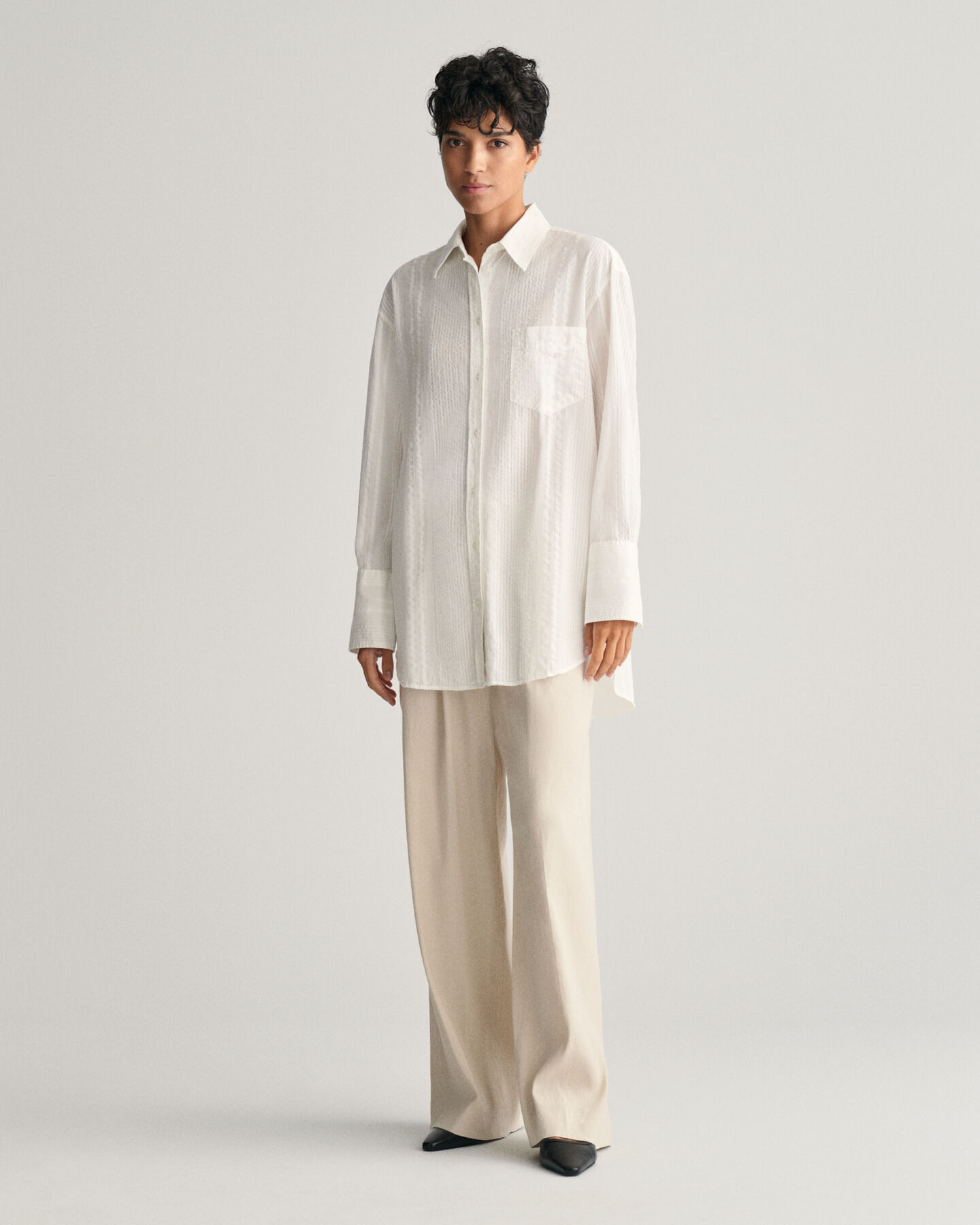 Relaxed Fit Seersucker hemd met strepen