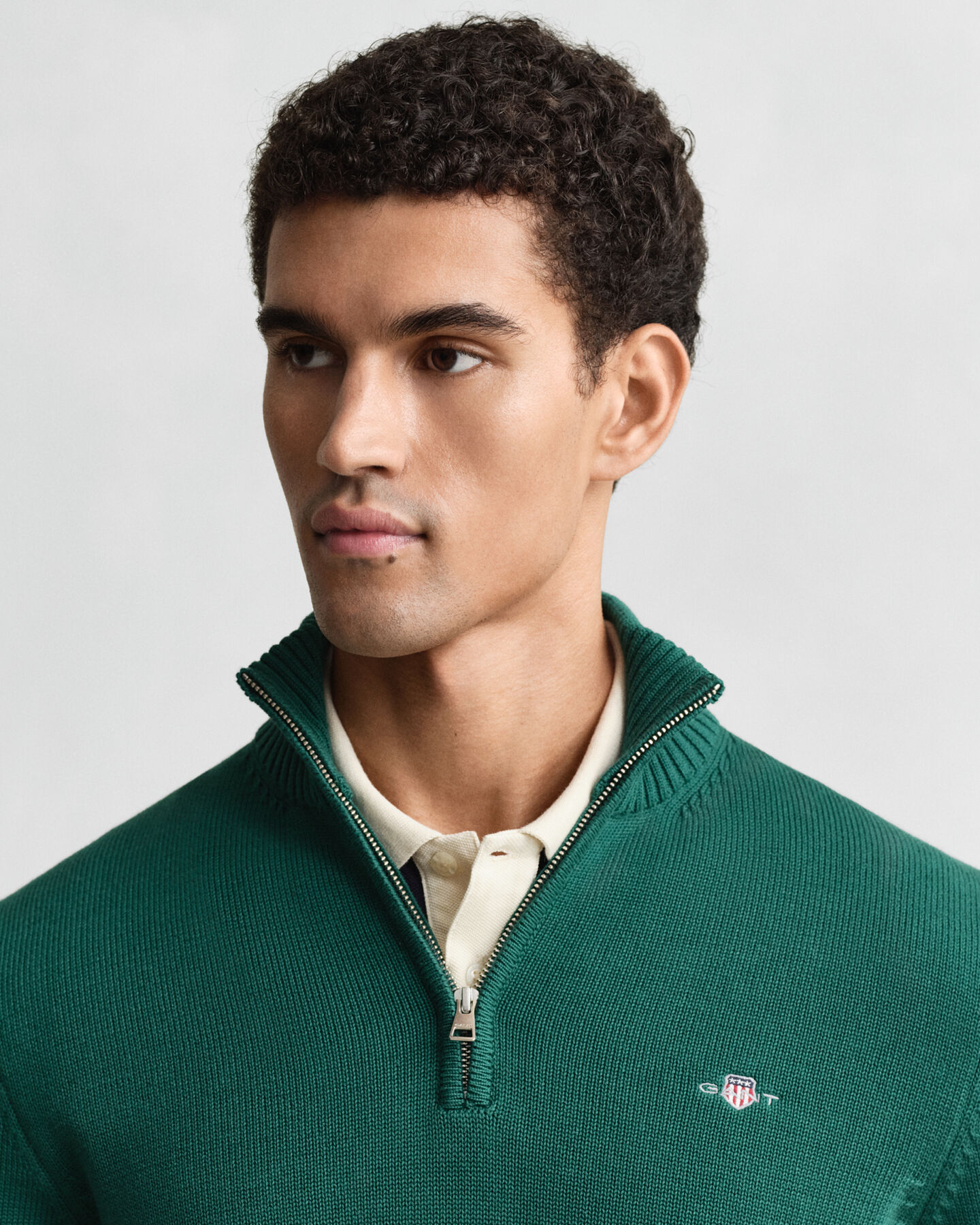 Casual katoenen trui met korte rits