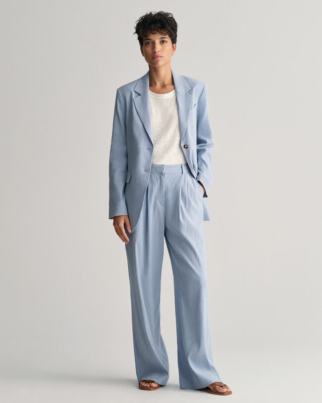 Relaxed Fit getailleerde broek van stretchlinnen