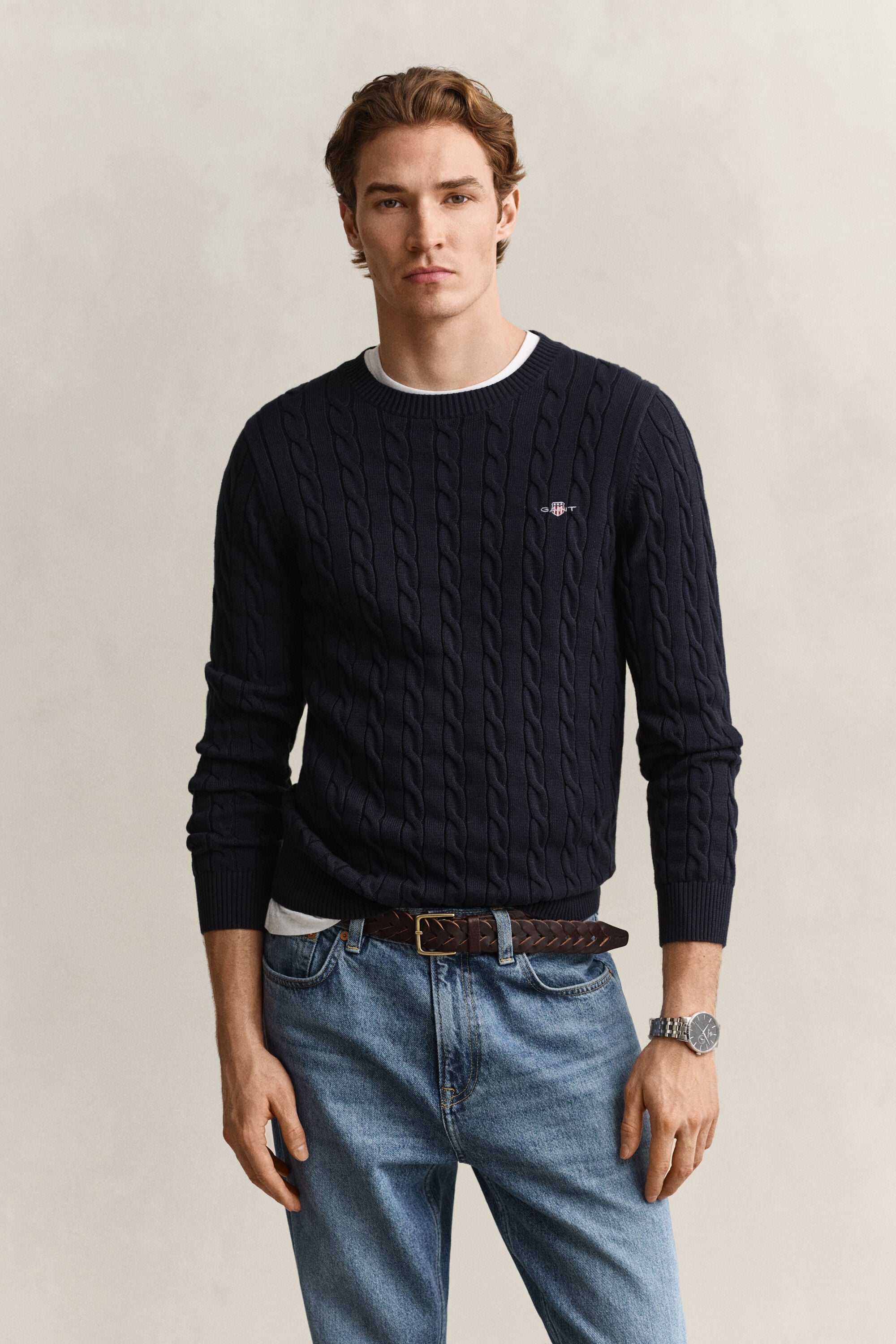 Pull en maille torsadée classique