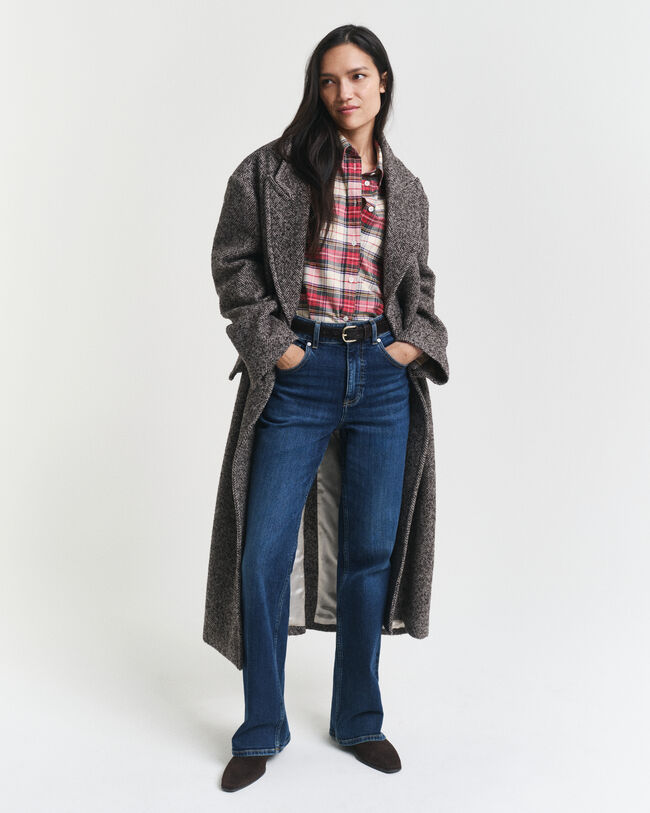 Chemise ultra-ample en coton Oxford classique à carreaux