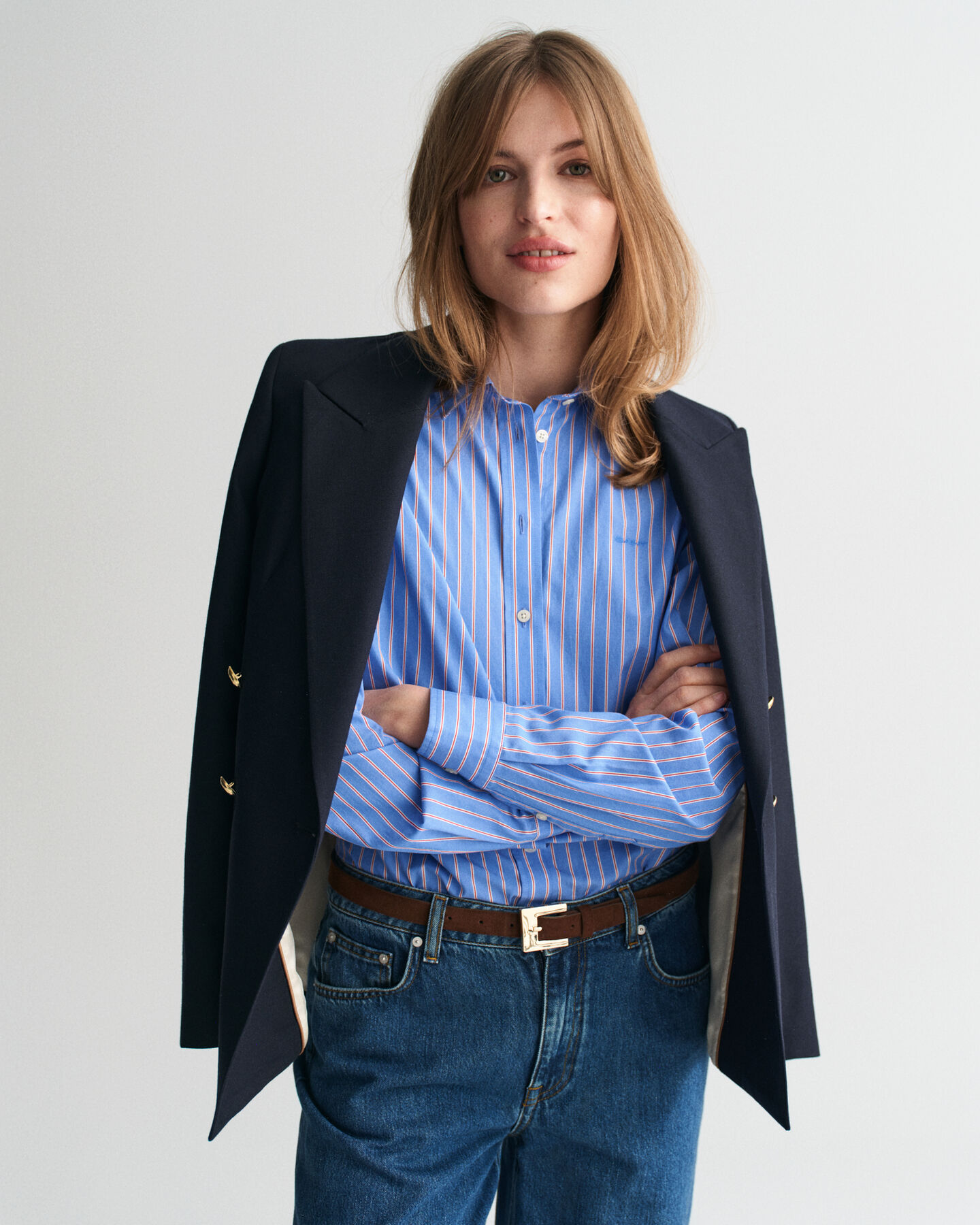 Chemise coupe regular en popeline à rayures classique