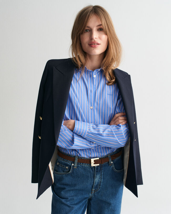 Chemise coupe regular en popeline à rayures classique