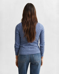 Pull col rond en maille de coton stretch à torsades