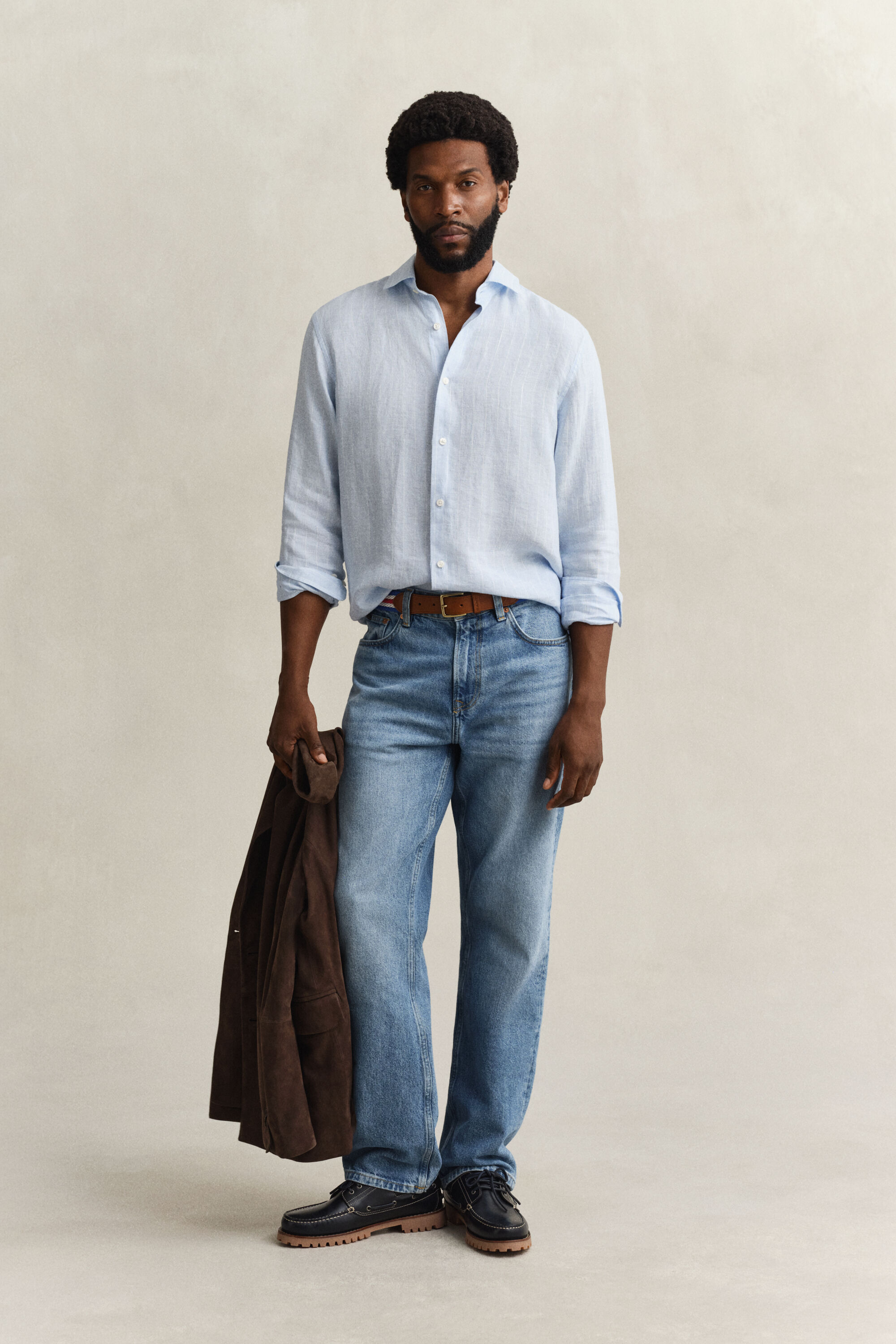 Gestreept linnen overhemd