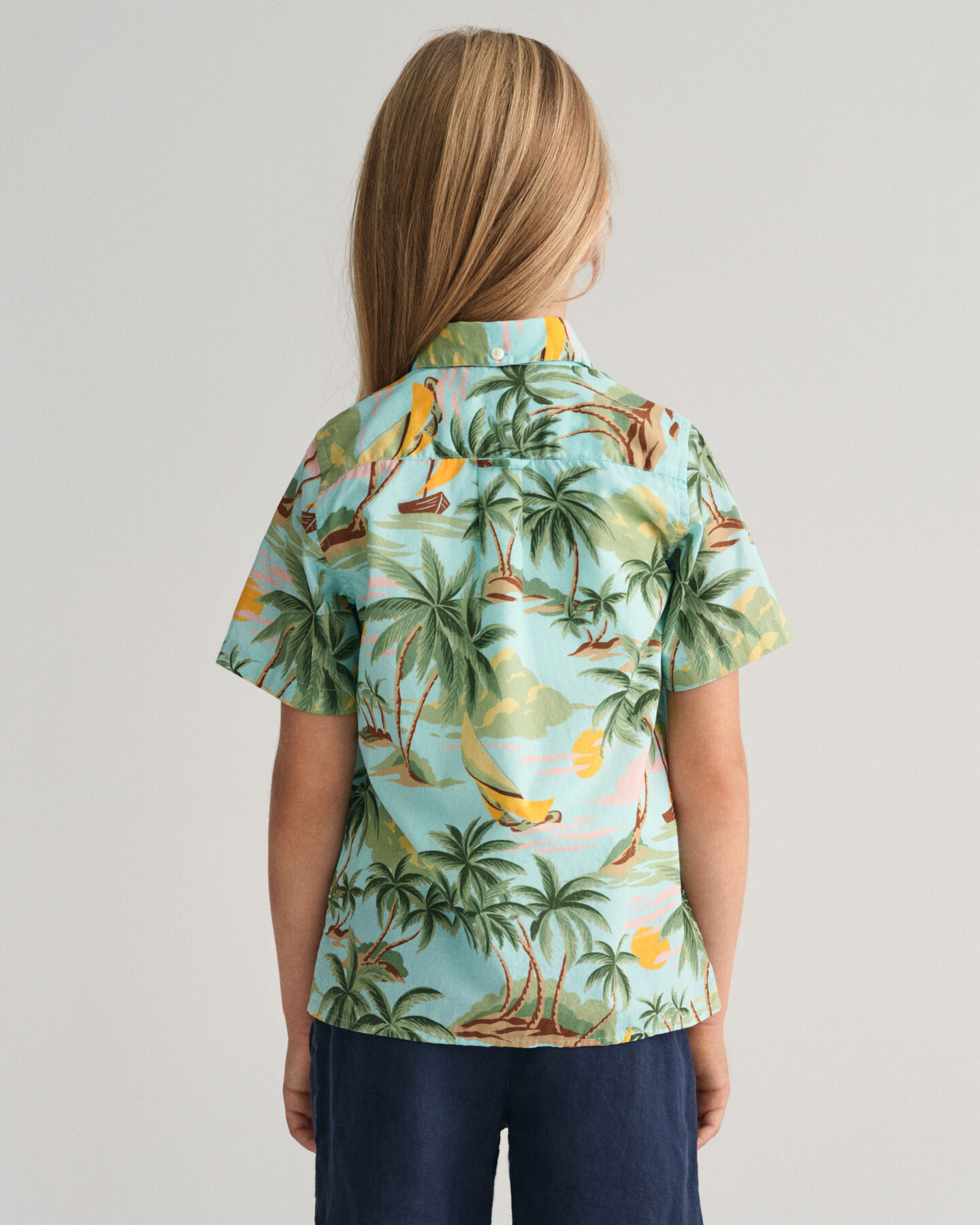 Chemise en coton &agrave; manches courtes Palm Print Kids