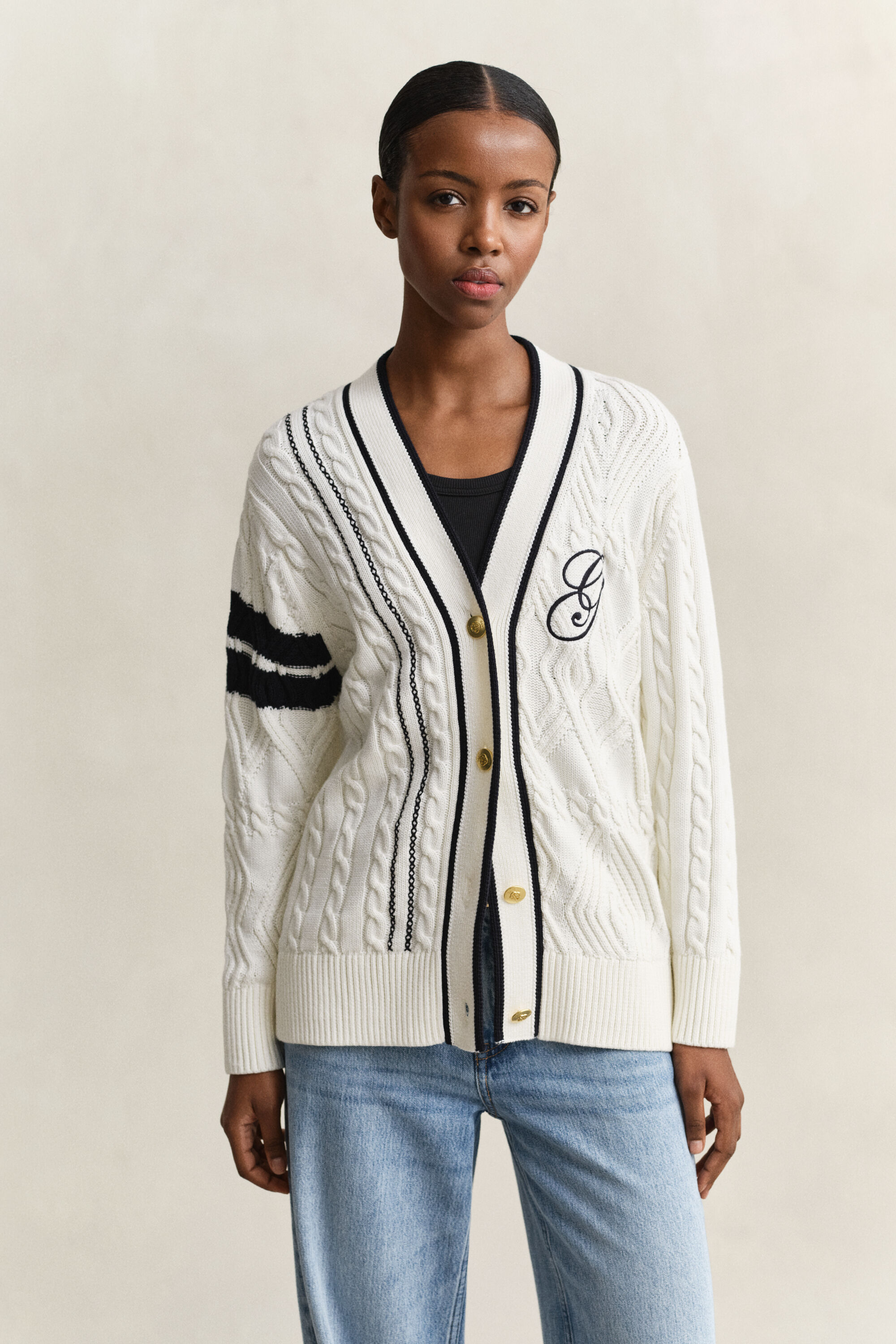 Cardigan Varsity de Gant en maille torsadée