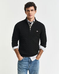 Pull à demi-zip en maille de coton torsadée