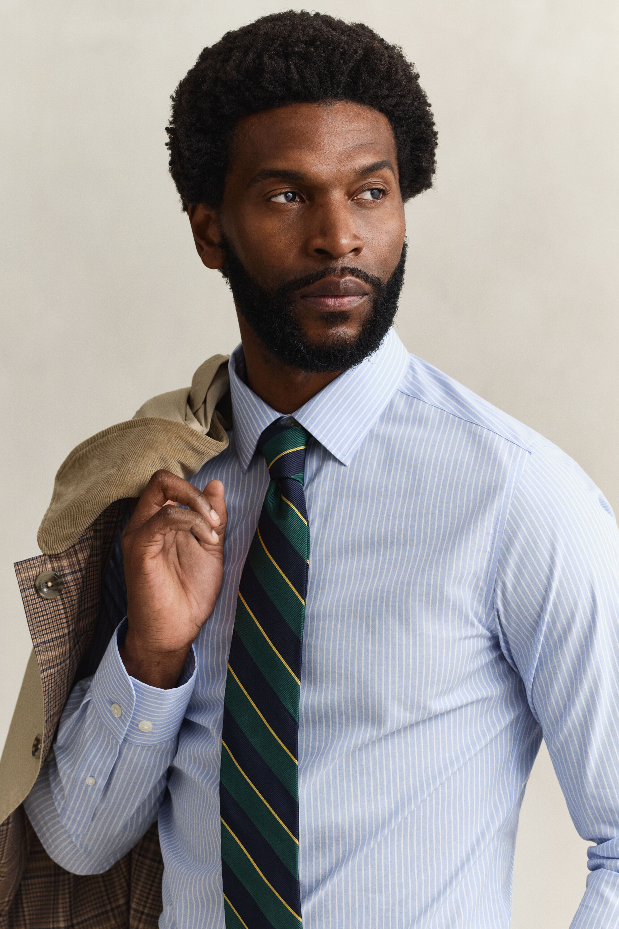 Gestreept overhemd van stretchpoplin