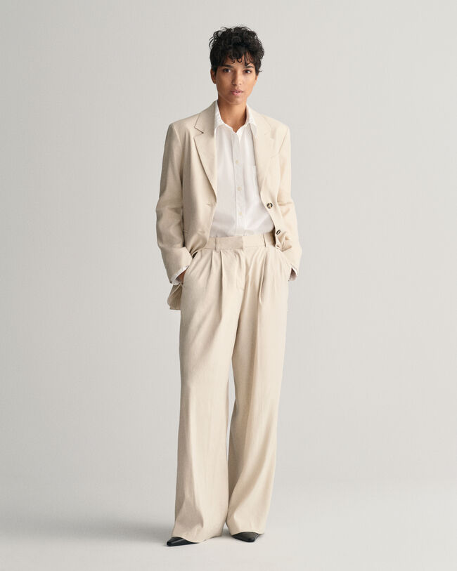 Relaxed Fit getailleerde broek van stretchlinnen