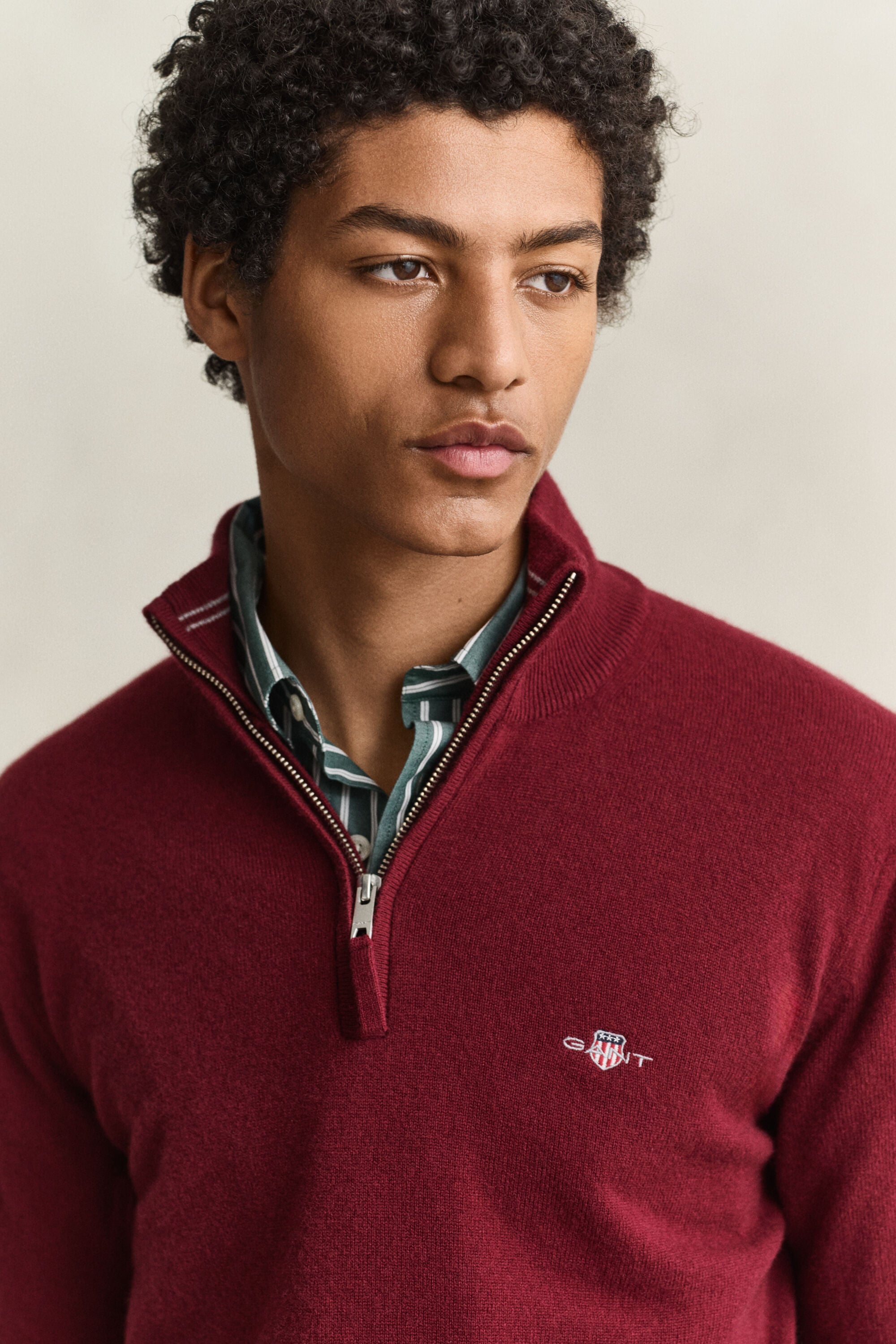 Pull à demi-zip en laine d’agneau
