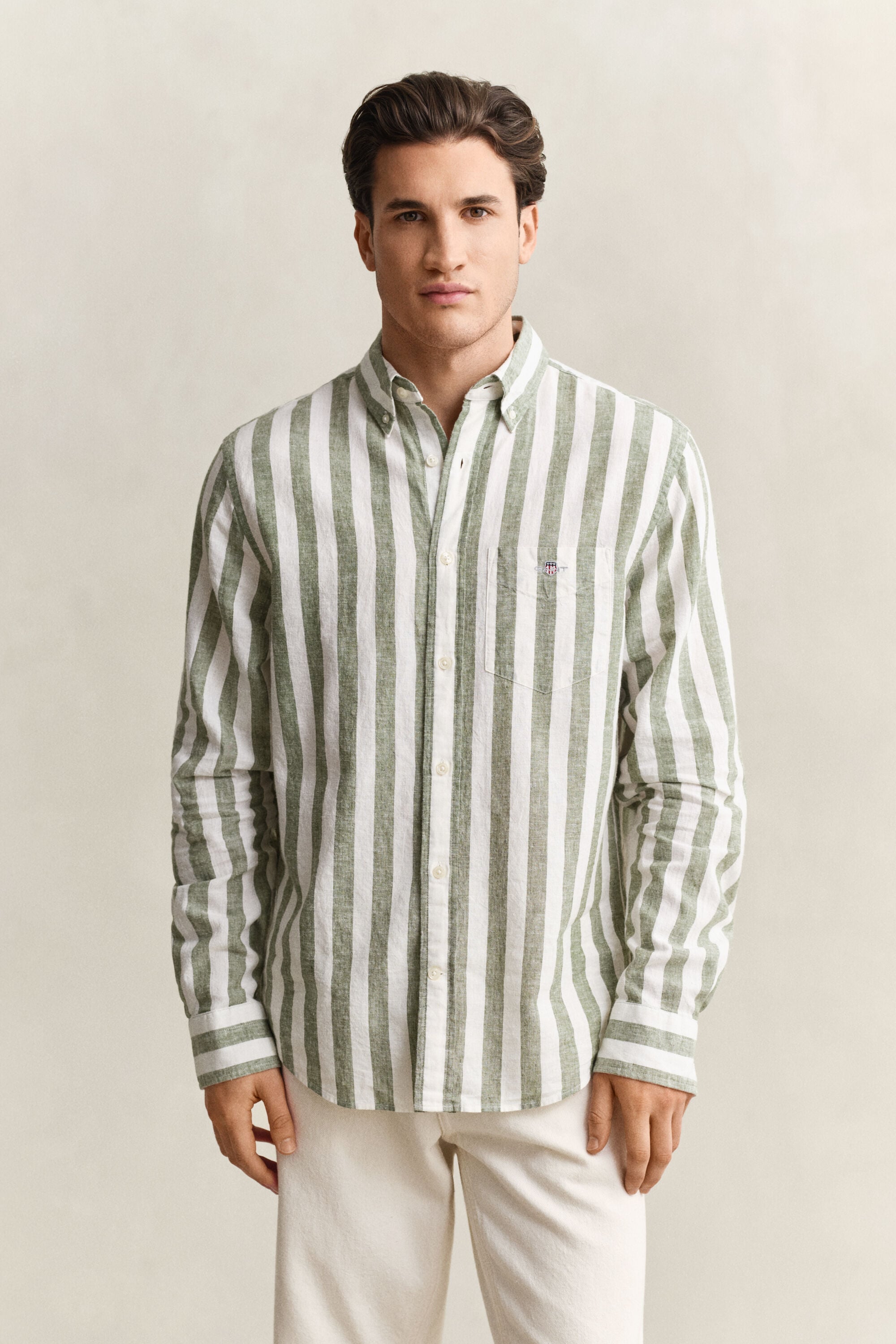 Chemise en lin mélangé à rayures