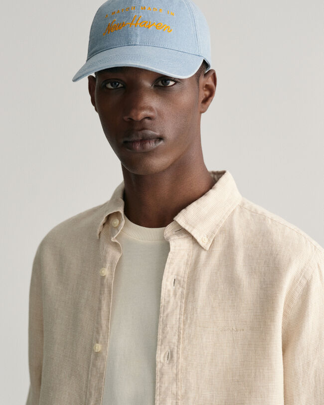 Slim Fit linnen hemd met pied-de-poule