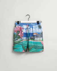 Scenery-print short met trekkoordje