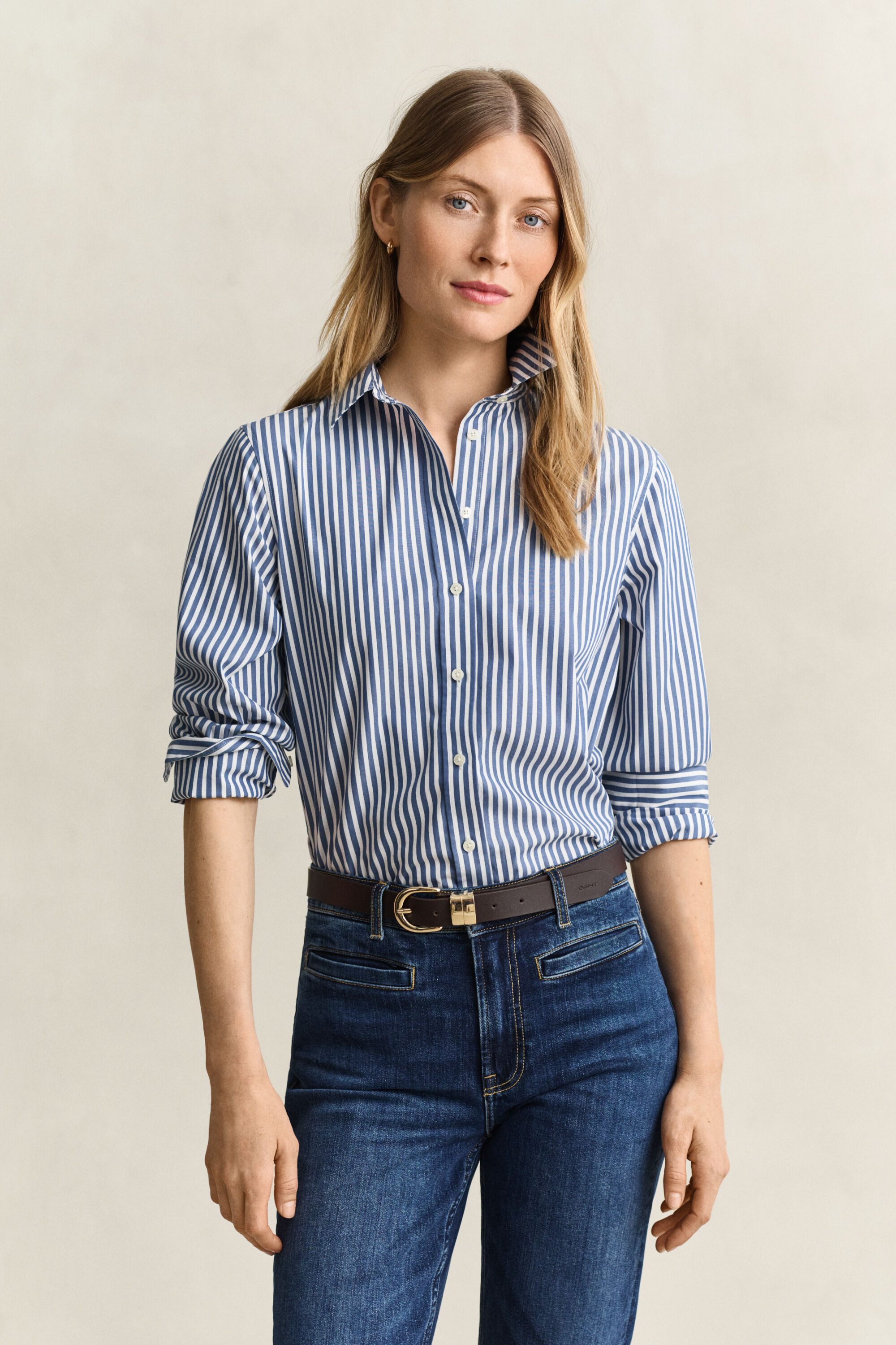 Classic Regular gestreept poplin hemd