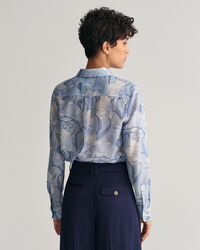 Regular Fit Magnolia Print blouse van katoen en zijde