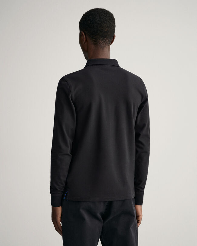 Contrast Collar Piqu&eacute; Rugger met lange mouwen