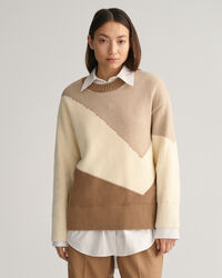 Pull ras du cou en coton Color Blocked