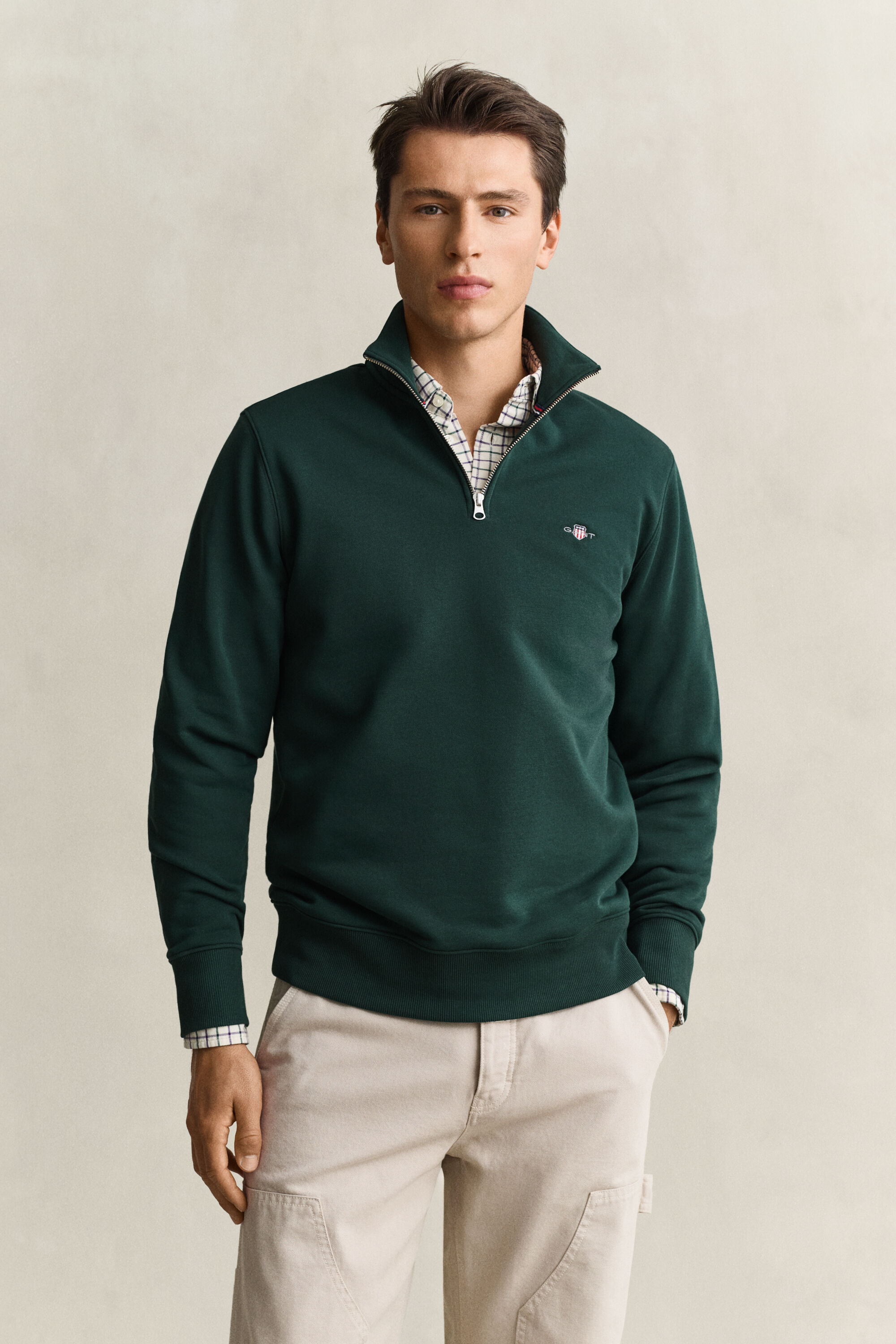 Shield sweatshirt met korte rits