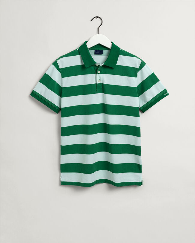 Barstripe piqu&eacute; poloshirt met print