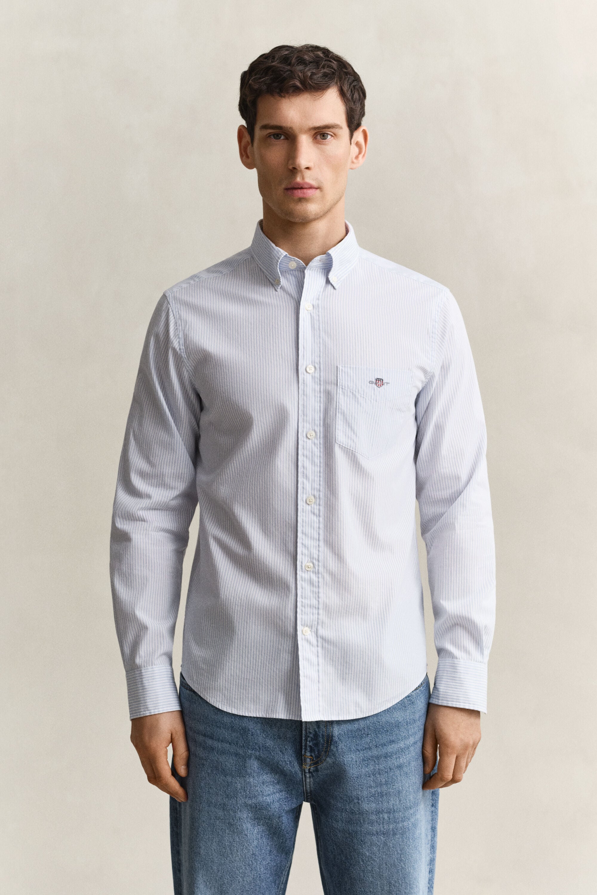 Classic Regular gestreept poplin hemd
