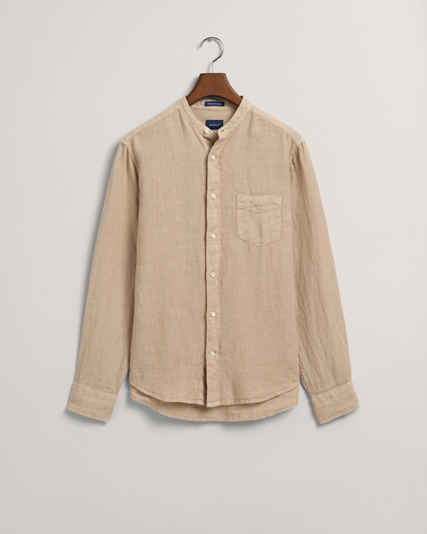 Chemise regular fit en lin teint en pièce