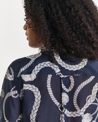 Chemise coupe regular en coton et soie à imprimé nautique