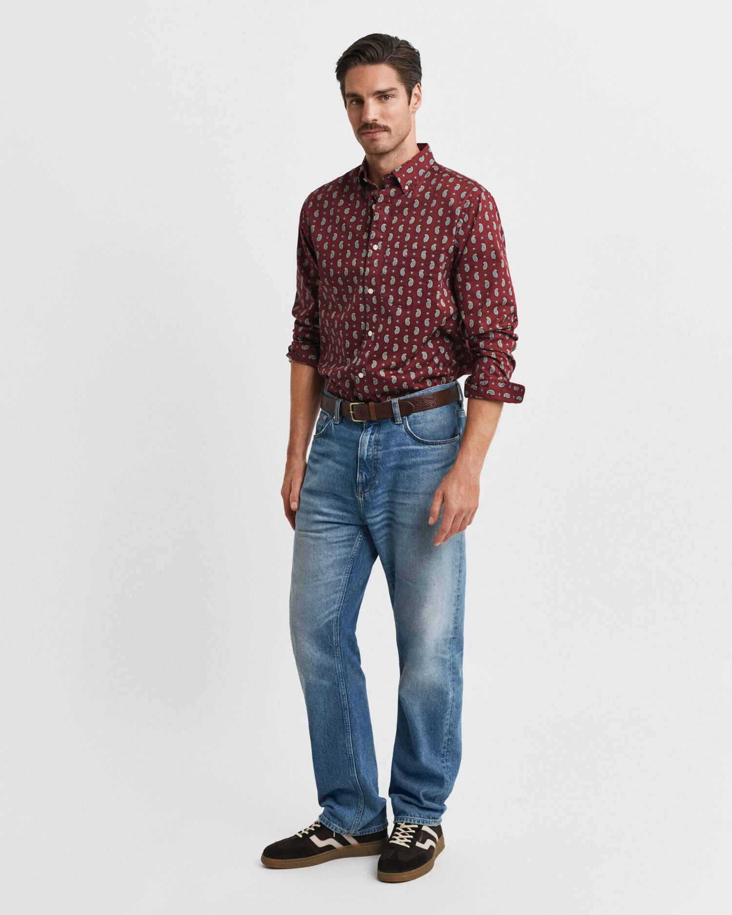 Regular Fit hemd van keperstof met paisleyprint