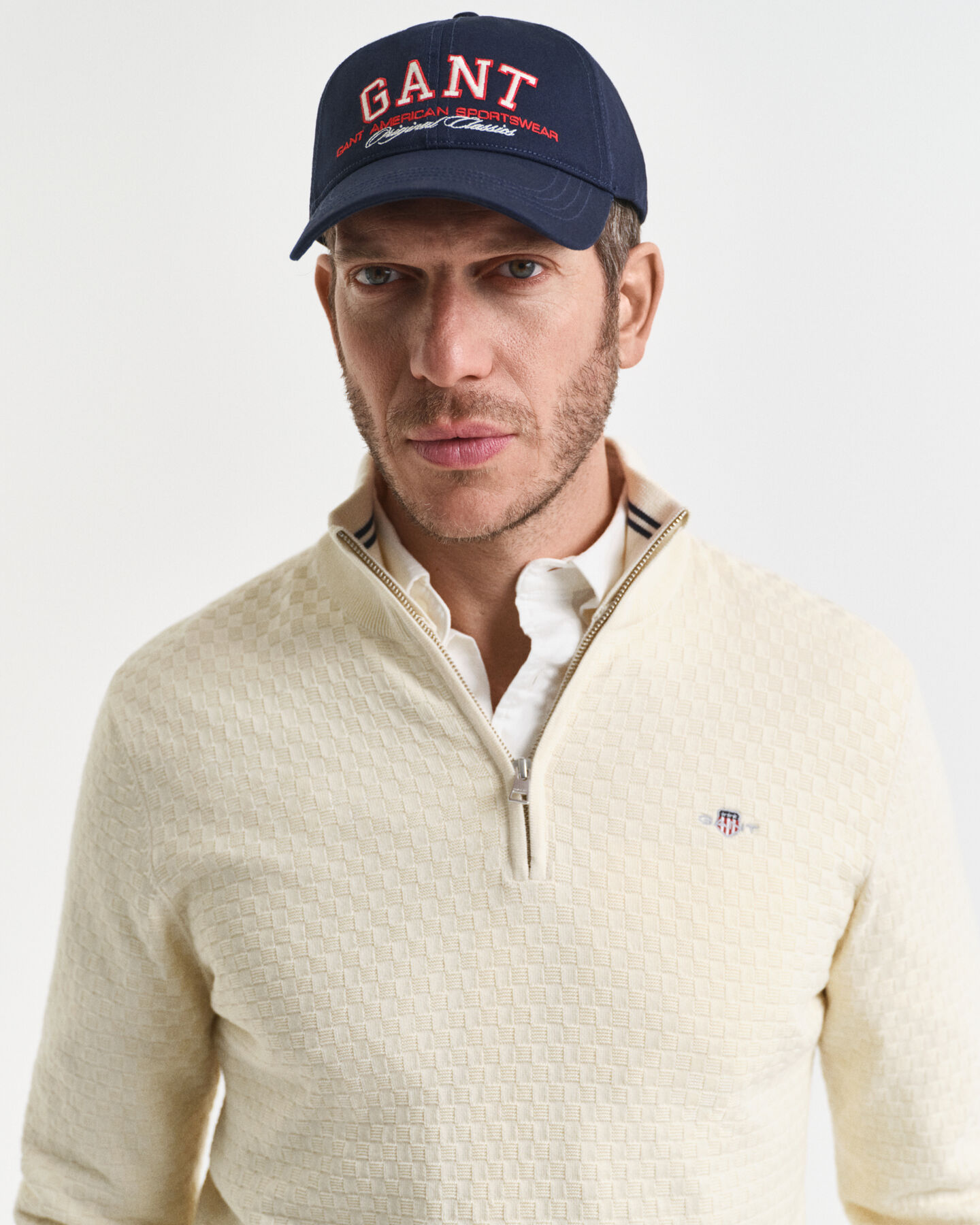 Pull à demi-zip micro texturé