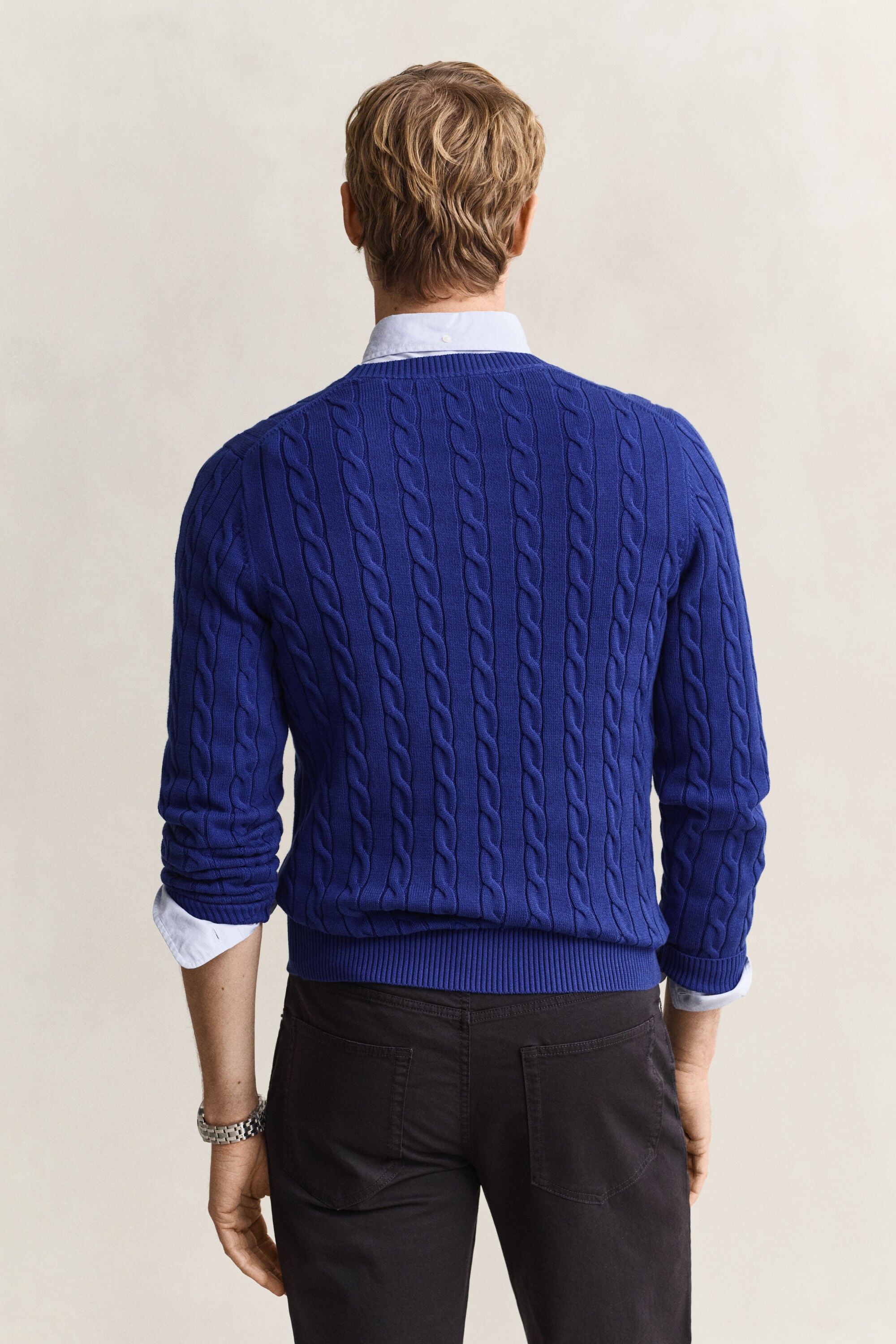 Pull col rond en maille de coton torsadée