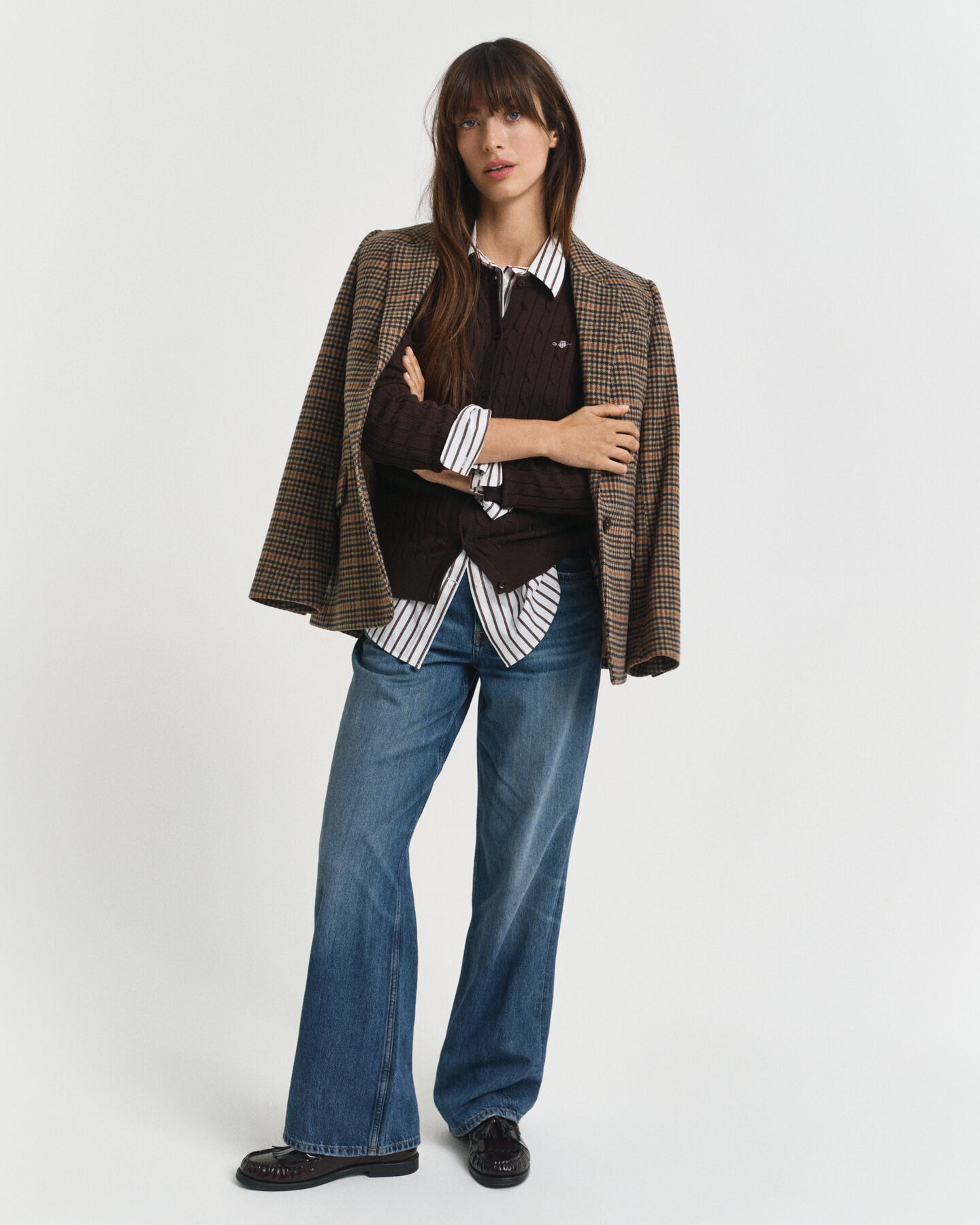 Cardigan en maille de coton stretch à torsades