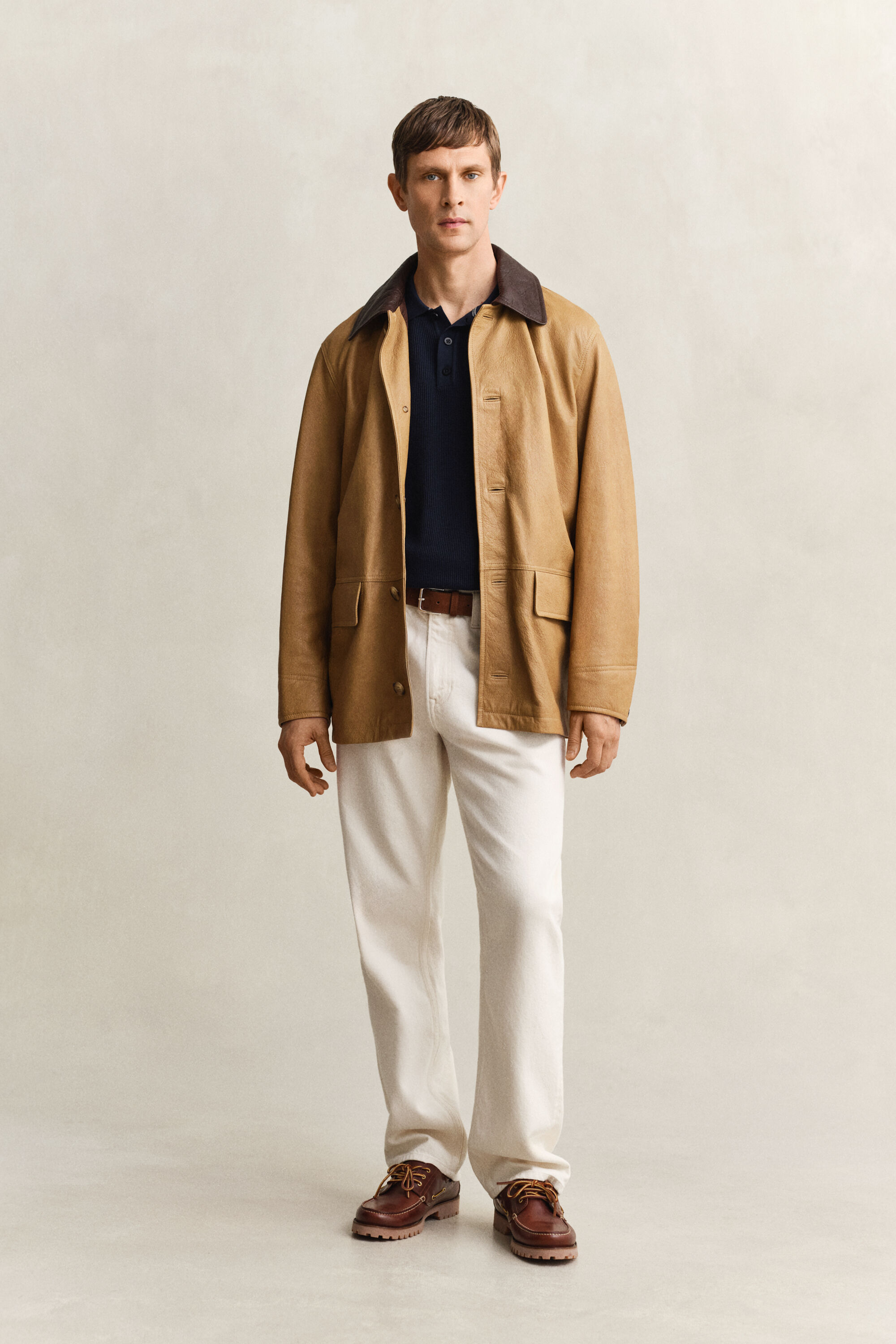 Pull façon polo en coton texturé