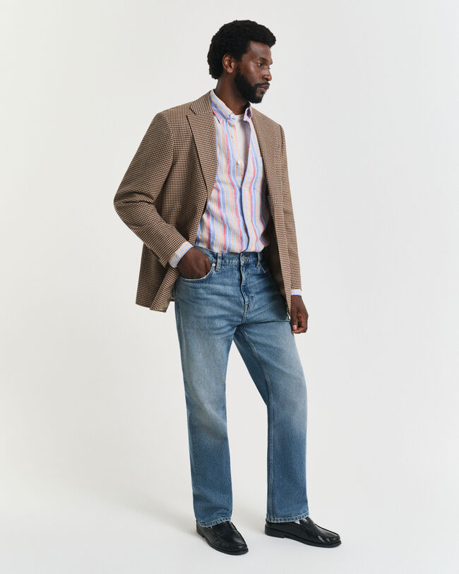 Regular Fit overhemd van linnen met veelkleurige strepen