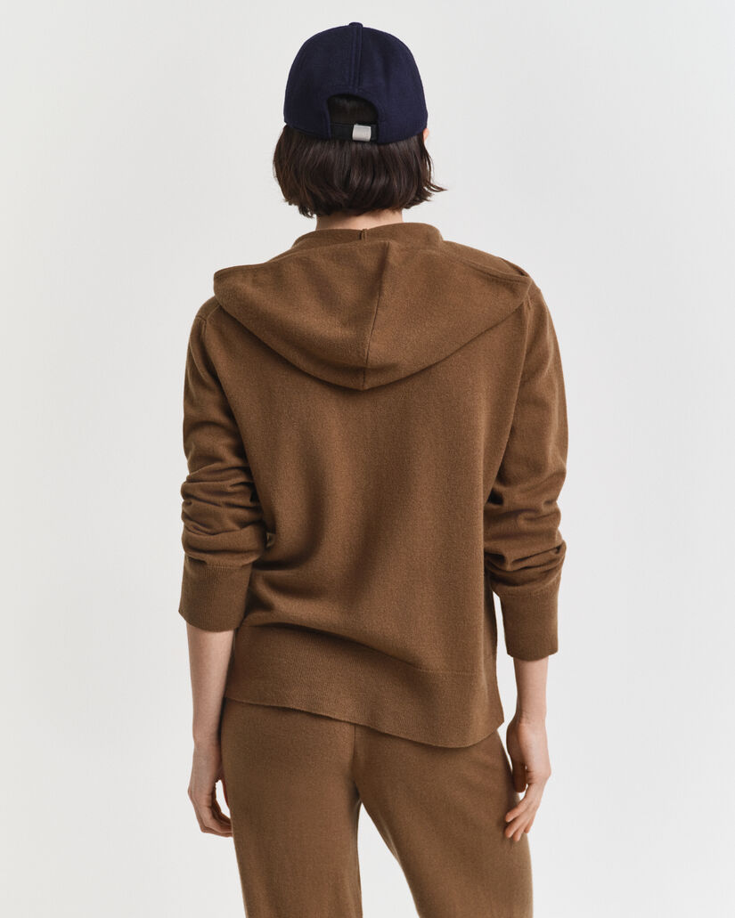 Sweat à capuche zippé en laine d'agneau ultrafine