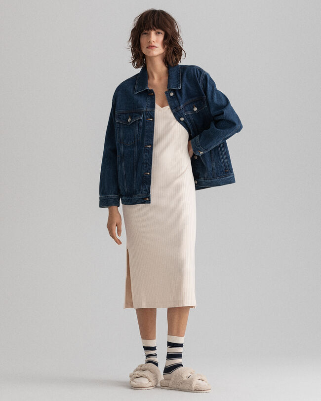 Detail jersey jurk met split