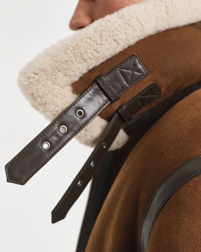 Veste en peau lainée