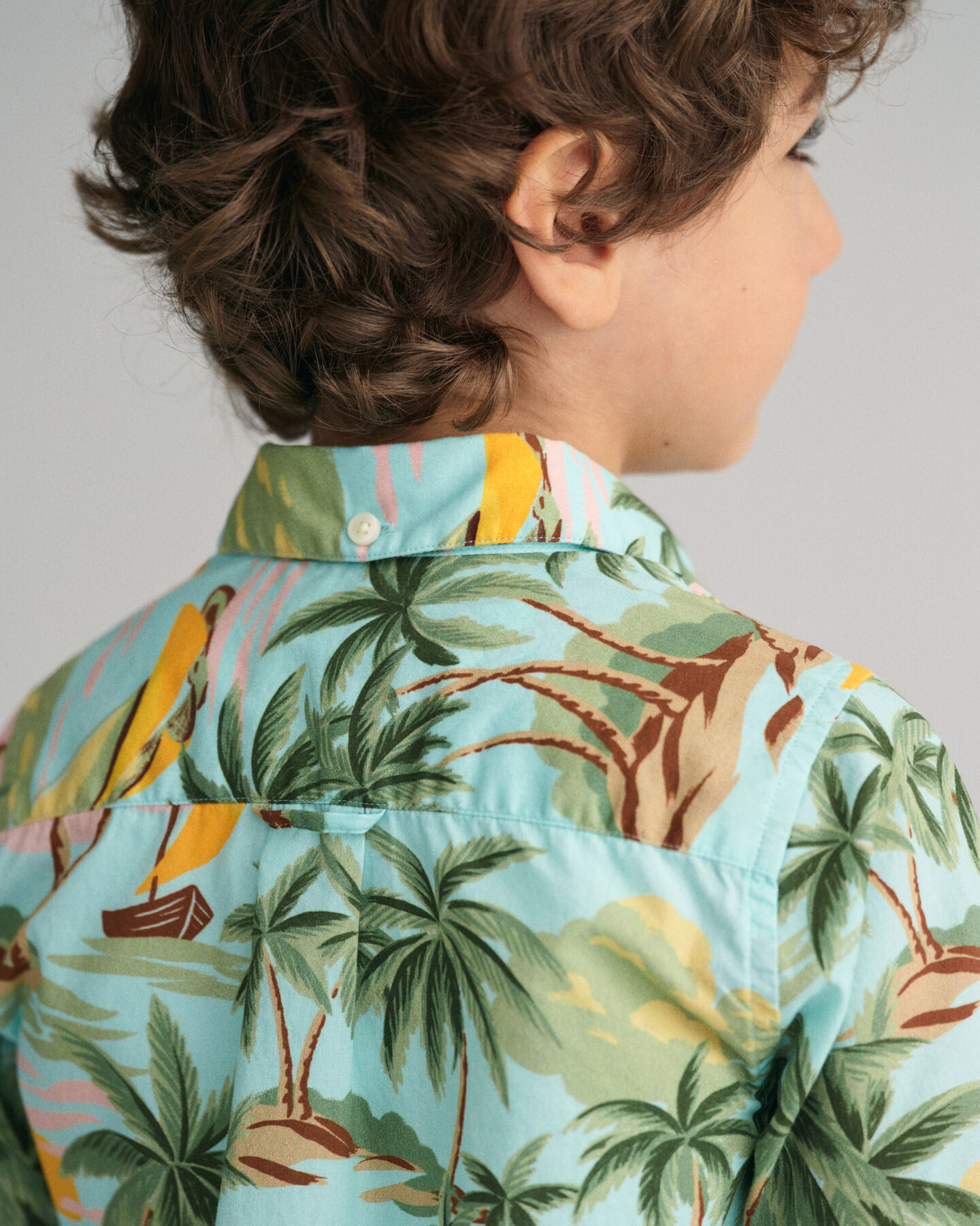 Chemise en coton à manches courtes Palm Print Kids