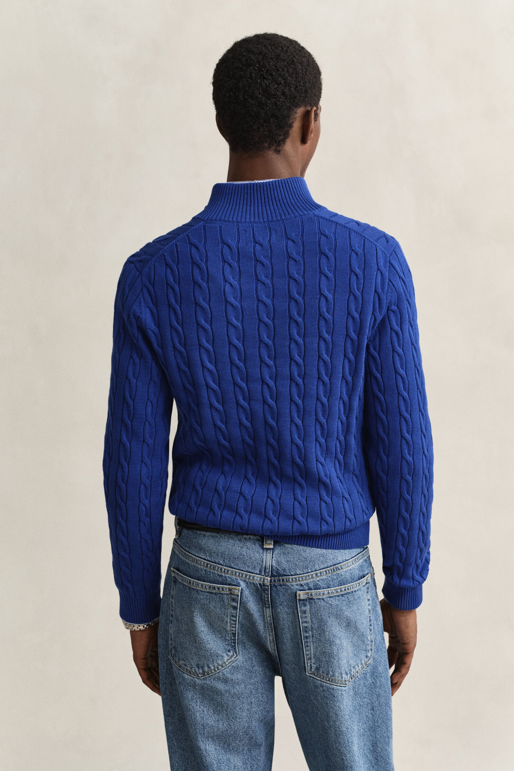 Pull à demi-zip en maille de coton torsadée