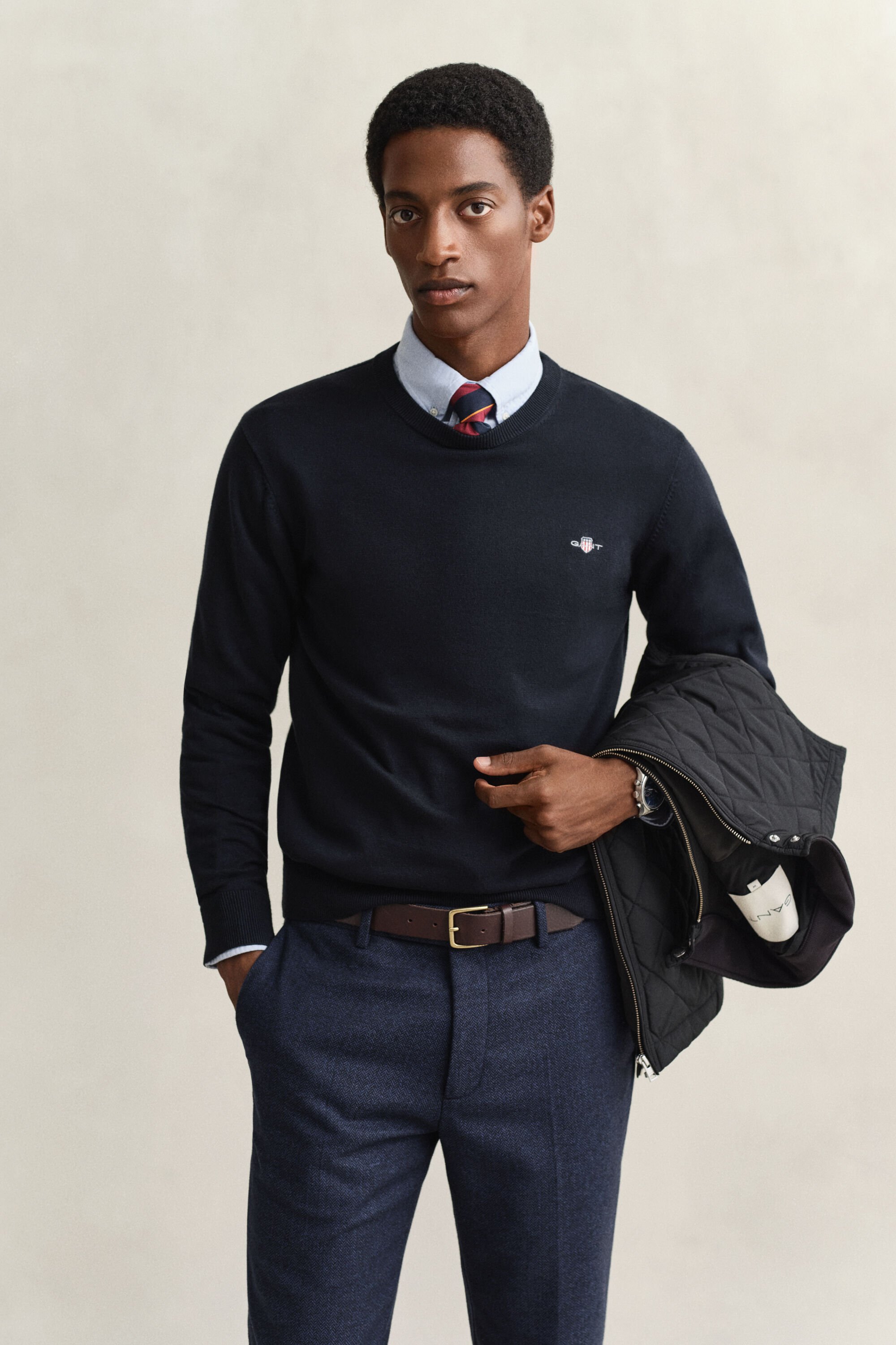 Katoenen trui met ronde hals