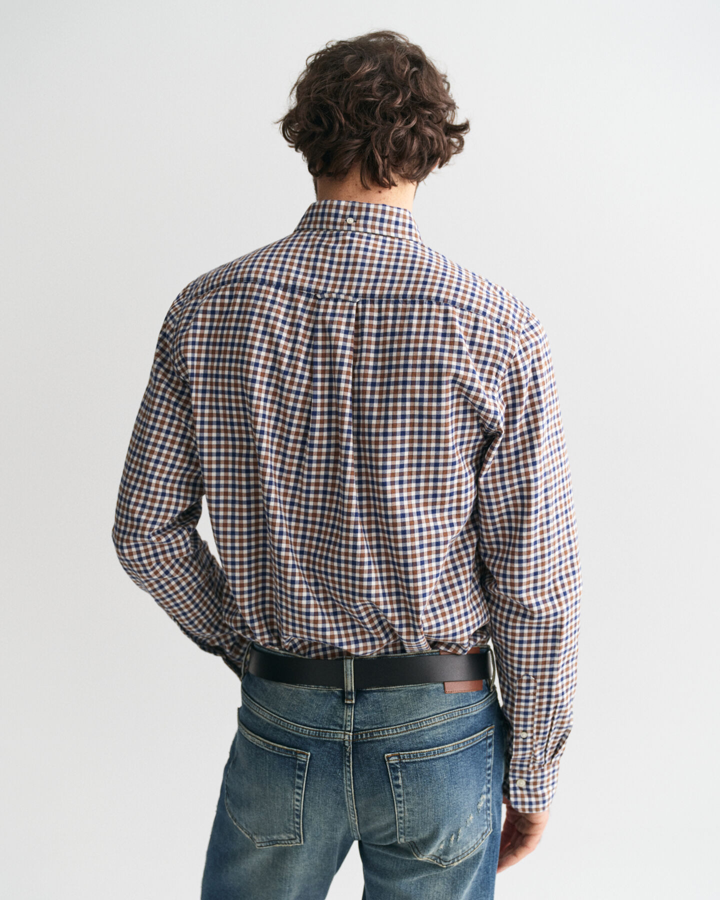 Regular Fit hemd met Gingham-ruit van lichte keperstof