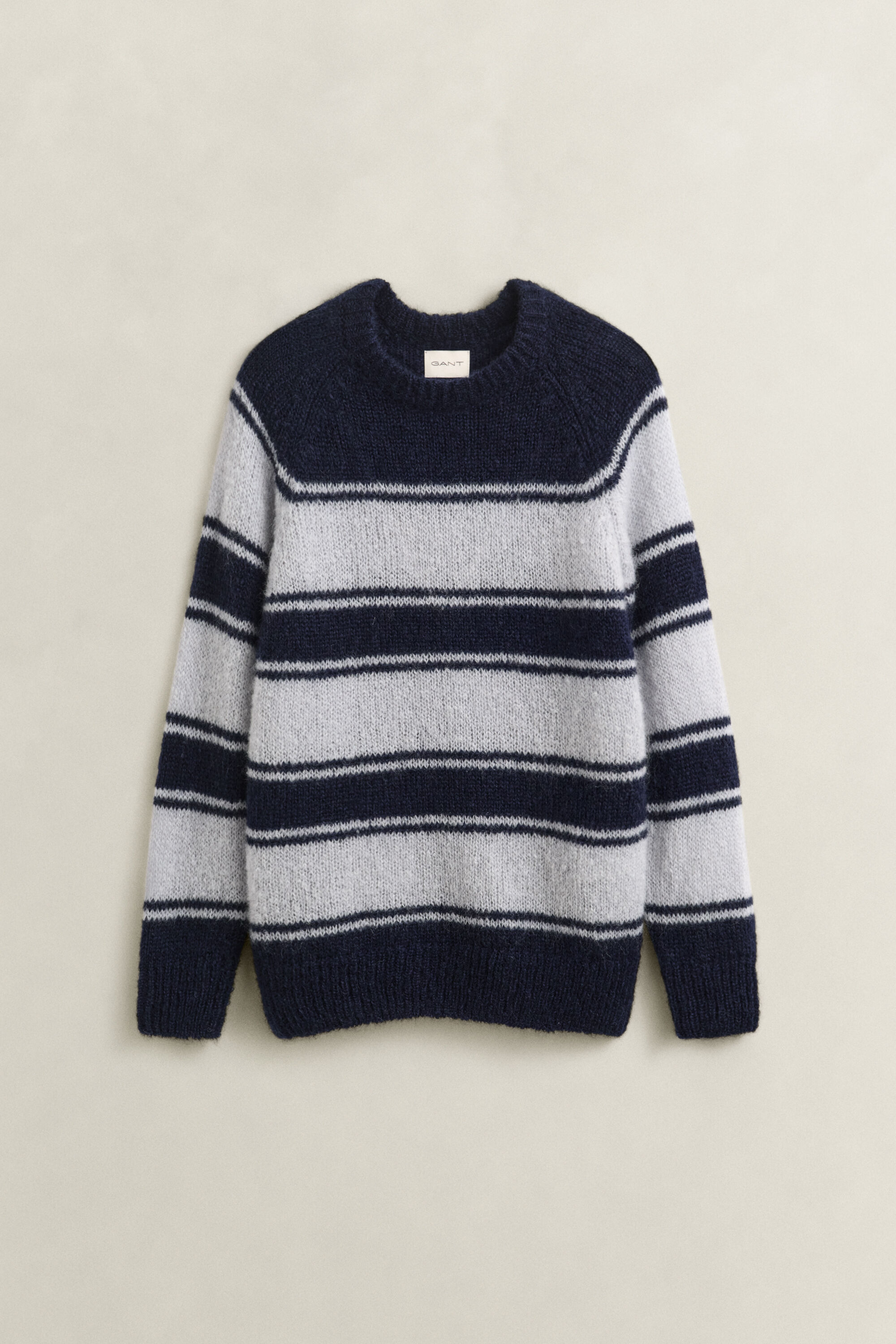 Pull col rond en mohair mélangé à rayures