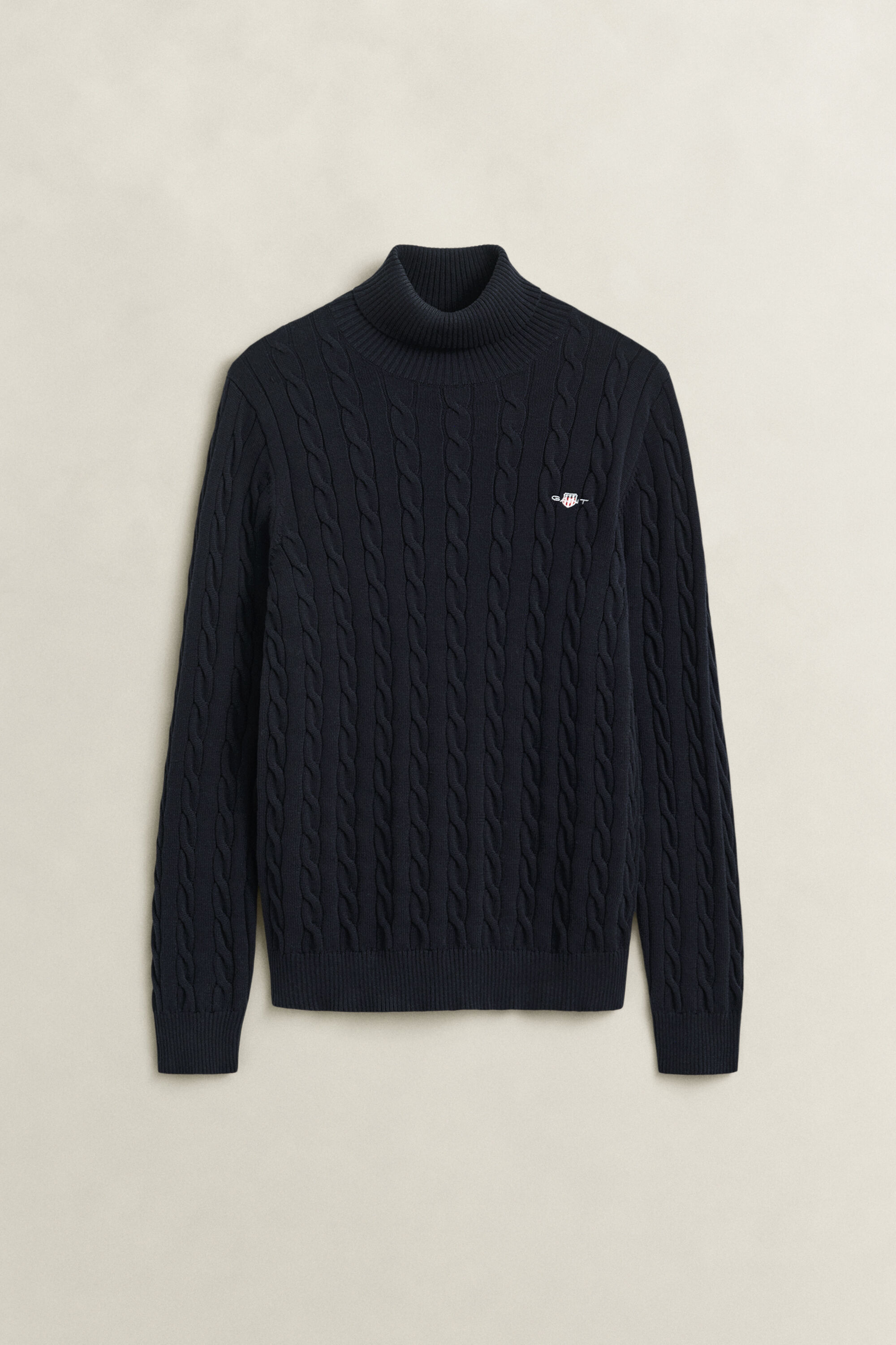 Pull col roulé en maille torsadée de coton