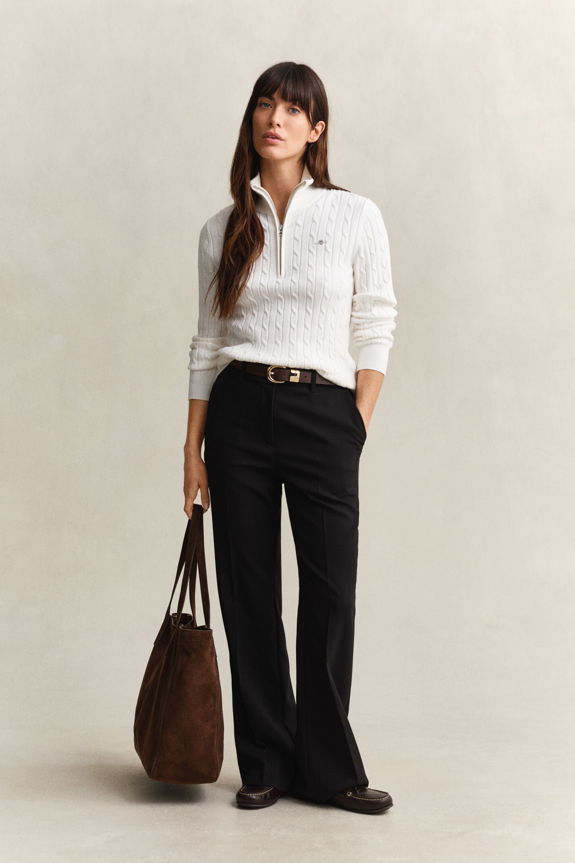 Pull à demi-zip en maille torsadée