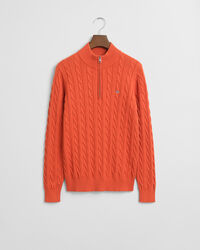 Teens kabelgebreide trui met korte rits van katoen