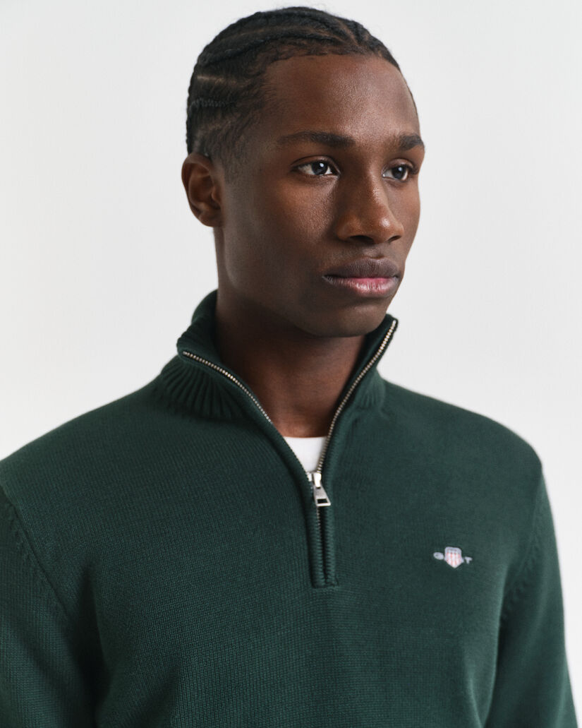 Casual katoenen trui met korte rits