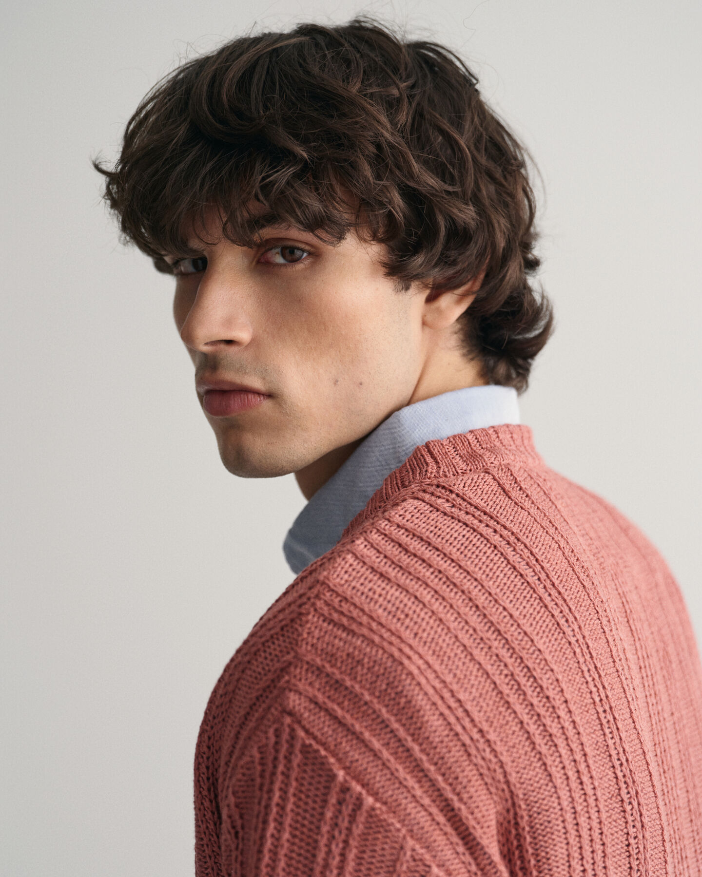 Trui met ronde hals van linnen en zijde